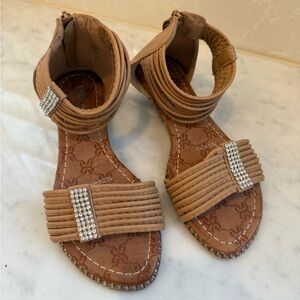 Tan Sandals with Rhinestone Accents